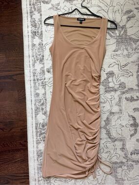 Express Nude Ruched Midi Tank Dress